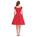Belle Poque Lager V-Ausschnitt Baumwolle Vintage Retro Red Polka Dots 50s Kleid BP000067-3